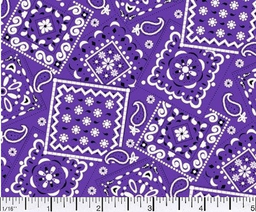 Blazin Bandana Purple Cotton Fabric BTY