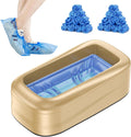 Upgraded Large Automatic Shoe Cover Dispenser, Waterproof & Non-Slip with 200 Disposable Covers, Fits Men’s Shoes to Size 12, Heavy Duty for Home, Office, Factory, Indoor Use, Gold Decorative Design