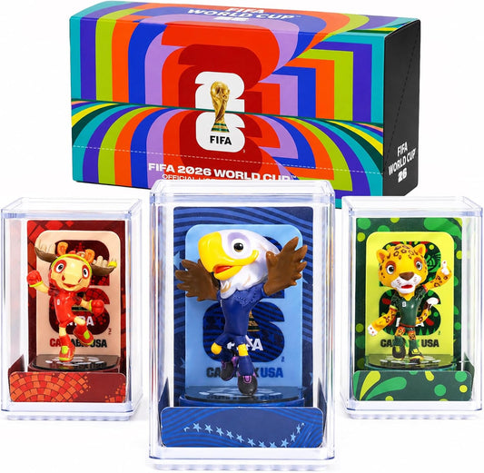 Official World Cup 2026 Merchandise Mascot Figurines Set, Limited Edition World Cup Merch Souvenirs, 3Pack Collectible Soccer Statues in Display Case, Football Fan Gift & World Cup Memorabilia (6cm-A)
