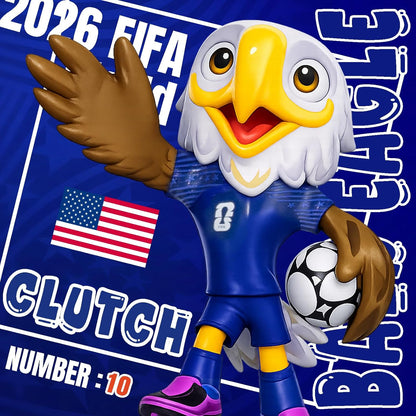 FIFA Official Licensed World Cup 2026 USA Mascot Clutch the Bald Eagle 10.3" Display Statue, Custom Laser Engraved Text & Logo with Acrylic Dome, Personalized Gift for Soccer Fans (Clutch)