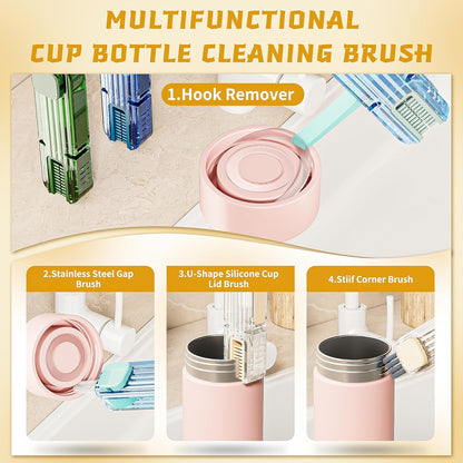 4 in 1 Cup Lid Gap Cleaning Brush Set,Multifunctional Crevice Cleaning Brush for Bottle,Multipurpose Bottle Cleaner with Compact Design Tiny Silicone Cup Holder Cleaner Tool,Kitchen Gadgets