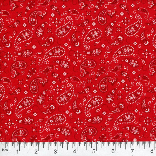 Paisley Bandana Poppy Red Cotton Fabric BTY